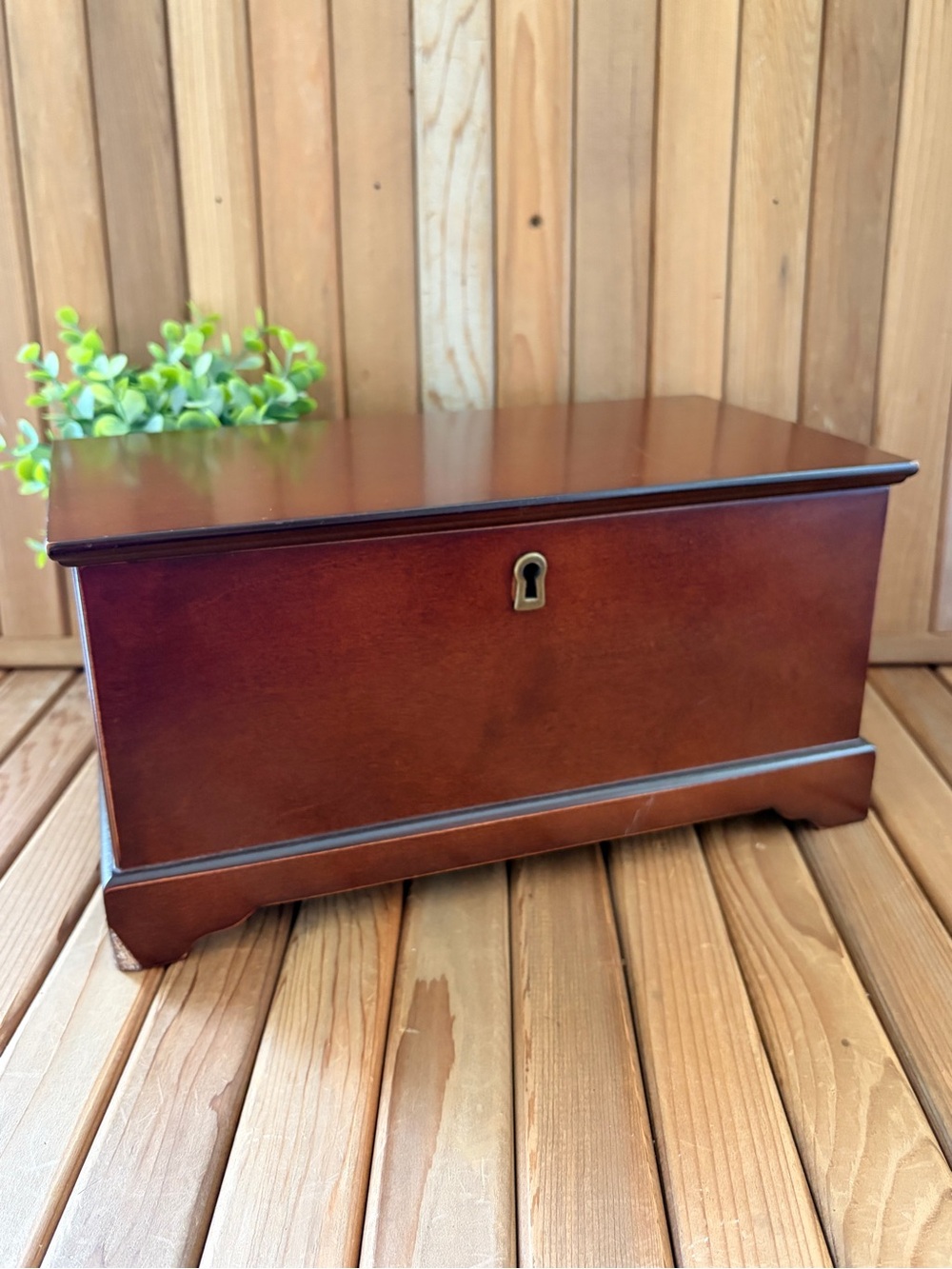 Vintage BOMBAY Company Mahogany Jewelry Box, 1990's Wooden Keepsake Valet